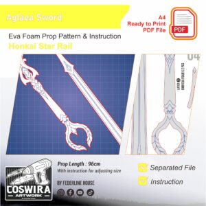 Aglaea Sword Prop Pattern – Template EVA Foam untuk Cosplay (Honkai: Star Rail)