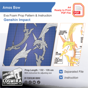 Amos’ Bow Prop Pattern – Template EVA Foam untuk Cosplay (Genshin Impact)