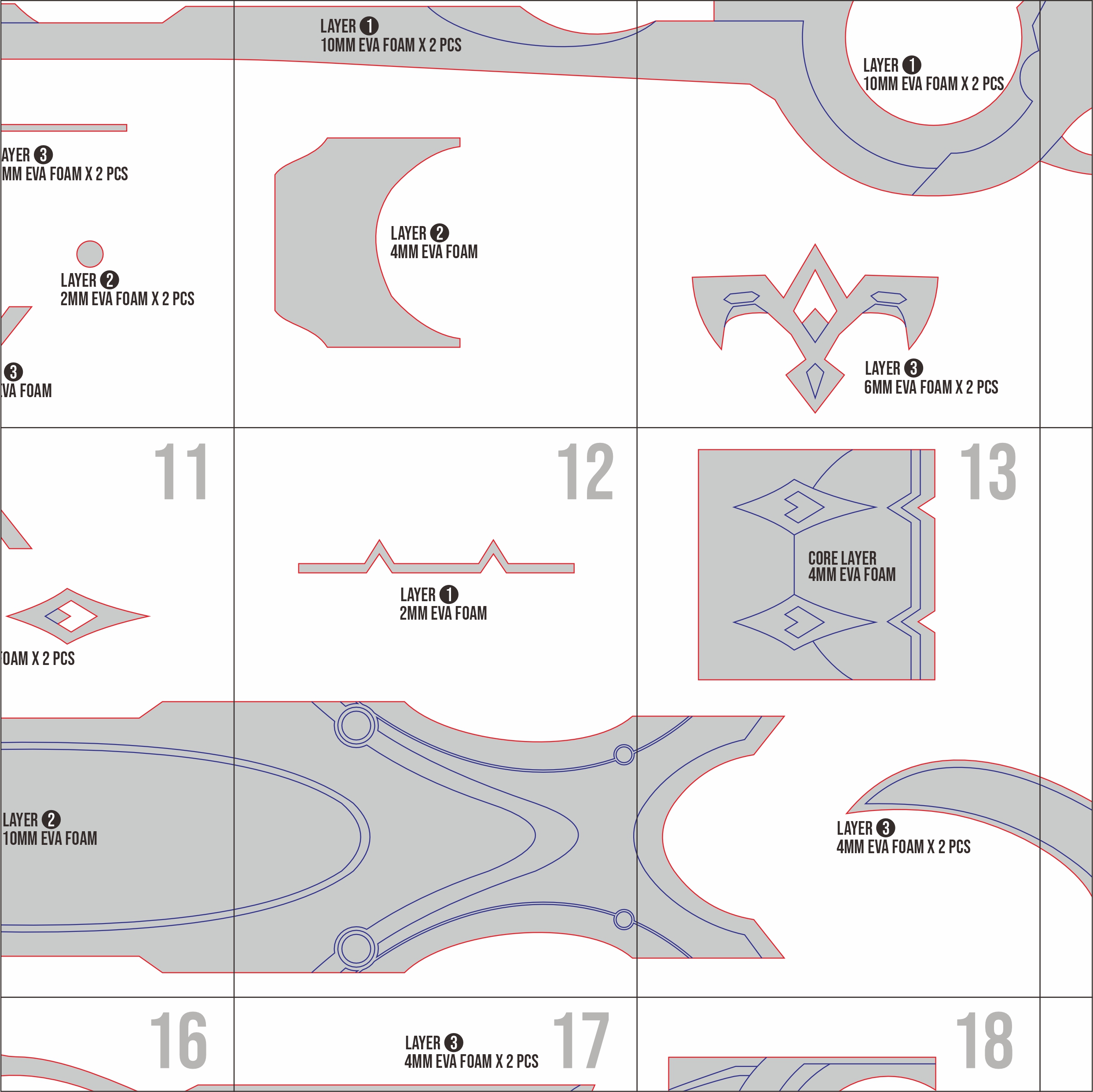 Anaxa Weapon Prop Pattern β Template EVA Foam untuk Cosplay (Honkai: Star Rail) - Gambar 3