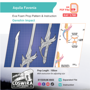 Aquila Favonia Prop Pattern – Template EVA Foam untuk Cosplay (Genshin Impact)