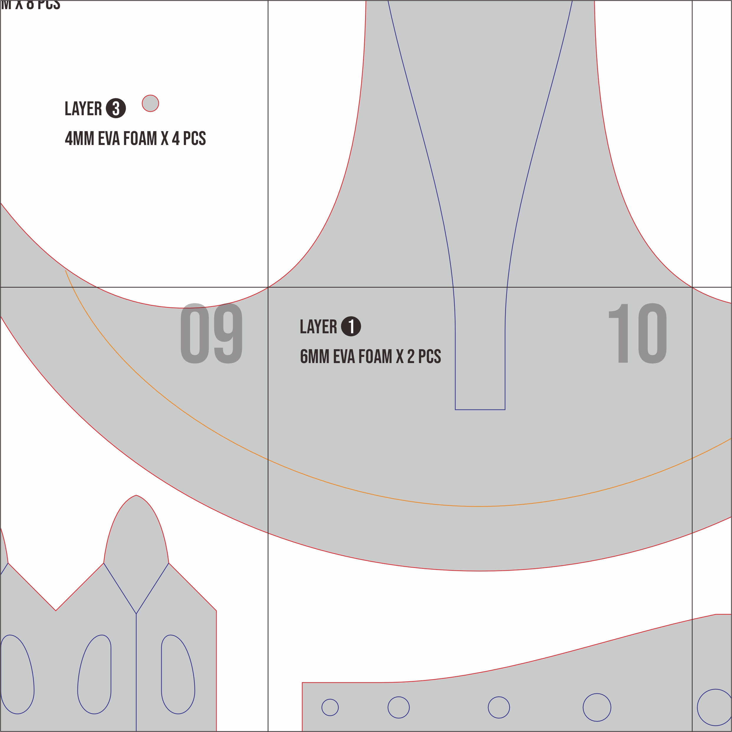 Astrid Axe Prop Pattern β Template EVA Foam untuk Cosplay (How To Train Your Dragon) - Gambar 3