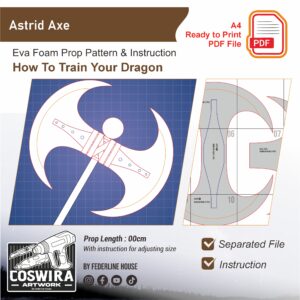 Astrid Axe Prop Pattern – Template EVA Foam untuk Cosplay (How To Train Your Dragon)