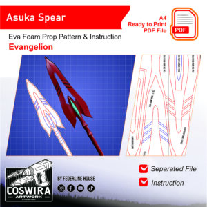 Asuka Spear Prop Pattern – Template EVA Foam untuk Cosplay (Evangelion)