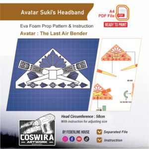 Avatar Suki's Headband Prop Pattern – Template EVA Foam untuk Cosplay (Avatar: The Last Airbender)