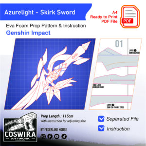 Azurelight Skirk Sword Prop Pattern – Template EVA Foam untuk Cosplay (Genshin Impact)