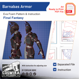 Barnabas Armor Prop Pattern – Template EVA Foam untuk Cosplay (Final Fantasy XVI)