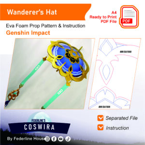 Wanderer Hat Prop Pattern – Template EVA Foam untuk Cosplay (Genshin Impact)