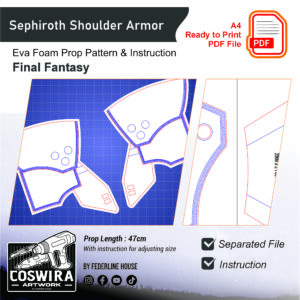 Sephiroth Shoulder Armor Prop Pattern – Template EVA Foam untuk Cosplay (Final Fantasy)