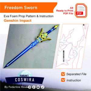 Freedom-Sworn Prop Pattern – Template EVA Foam untuk Cosplay (Genshin Impact)