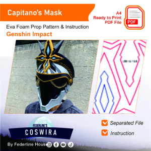Il Capitano’s Mask Prop Pattern – Template EVA Foam untuk Cosplay (Genshin Impact)