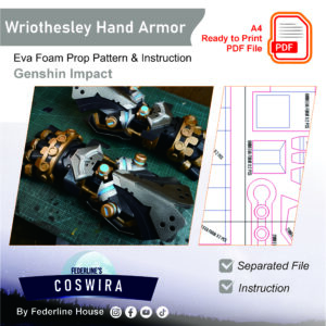 Wriothesley Hand Armor Prop Pattern – Template EVA Foam untuk Cosplay (Genshin Impact)