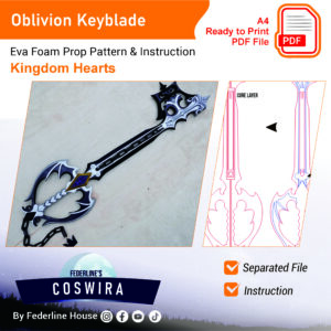 Keyblade Oblivion Prop Pattern – Template EVA Foam untuk Cosplay (Kingdom Hearts)