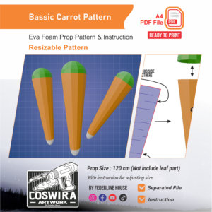 Basic Carrot Prop Pattern – Template EVA Foam untuk Cosplay & Costume (Basic Pattern)