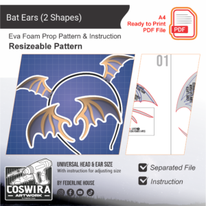 Cosplay Bat Ear Prop Pattern – Template EVA Foam untuk Cosplay Accessory (Basic Pattern)