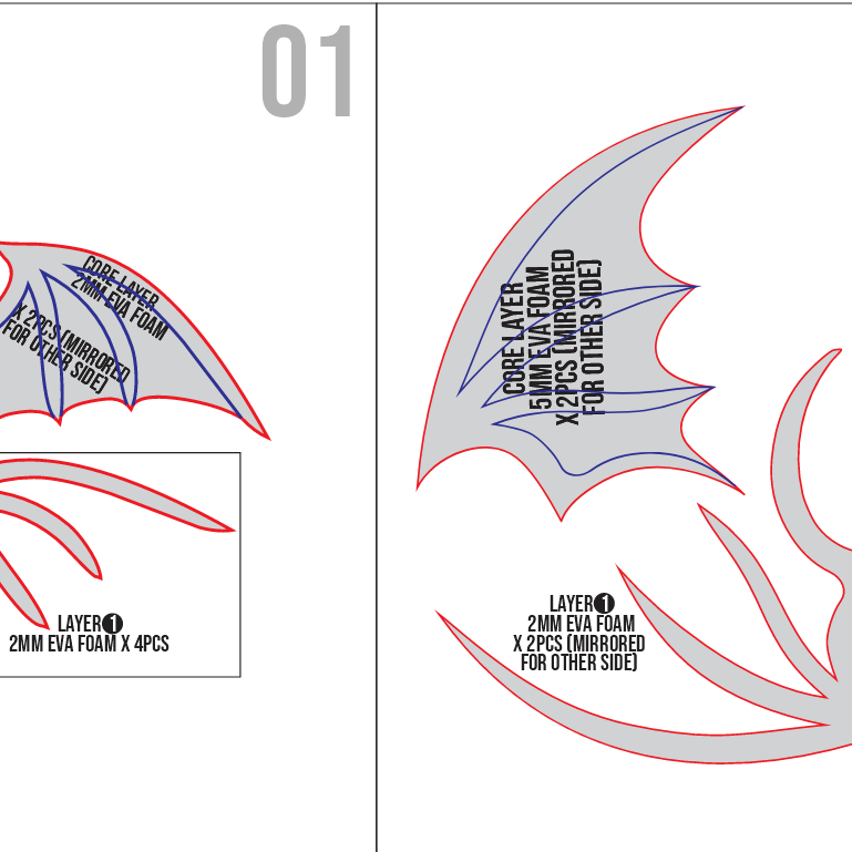 Cosplay Bat Ear Prop Pattern β Template EVA Foam untuk Cosplay Accessory (Basic Pattern) - Gambar 2