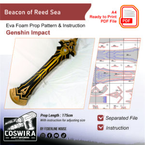 Beacon of the Reed Sea Prop Pattern – Template EVA Foam untuk Cosplay (Genshin Impact)