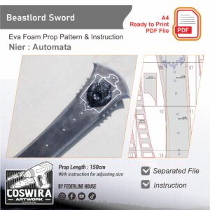 Beastlord Sword Prop Pattern – Template EVA Foam untuk Cosplay (NieR: Automata)