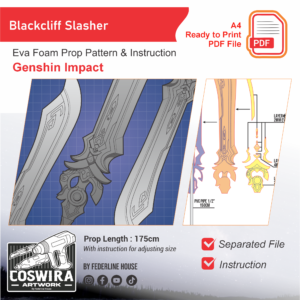 Blackcliff Slasher Prop Pattern – Template EVA Foam untuk Cosplay (Genshin Impact)