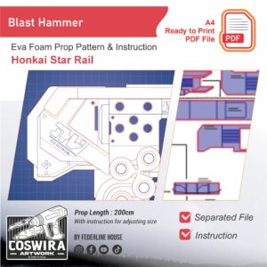 Blast Hammer Prop Pattern – Template EVA Foam untuk Cosplay (Honkai: Star Rail)