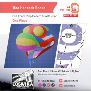 Boa Hancock Snake (Salome / Kuja Snake / Gloriosa) Prop Pattern – Template EVA Foam untuk Cosplay (One Piece)