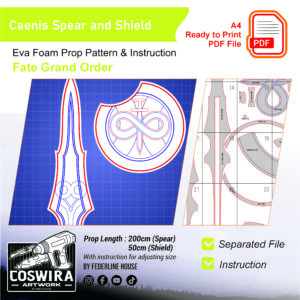 Caenis Spear and Shield Prop Pattern – Template EVA Foam untuk Cosplay (Fate Grand Order)