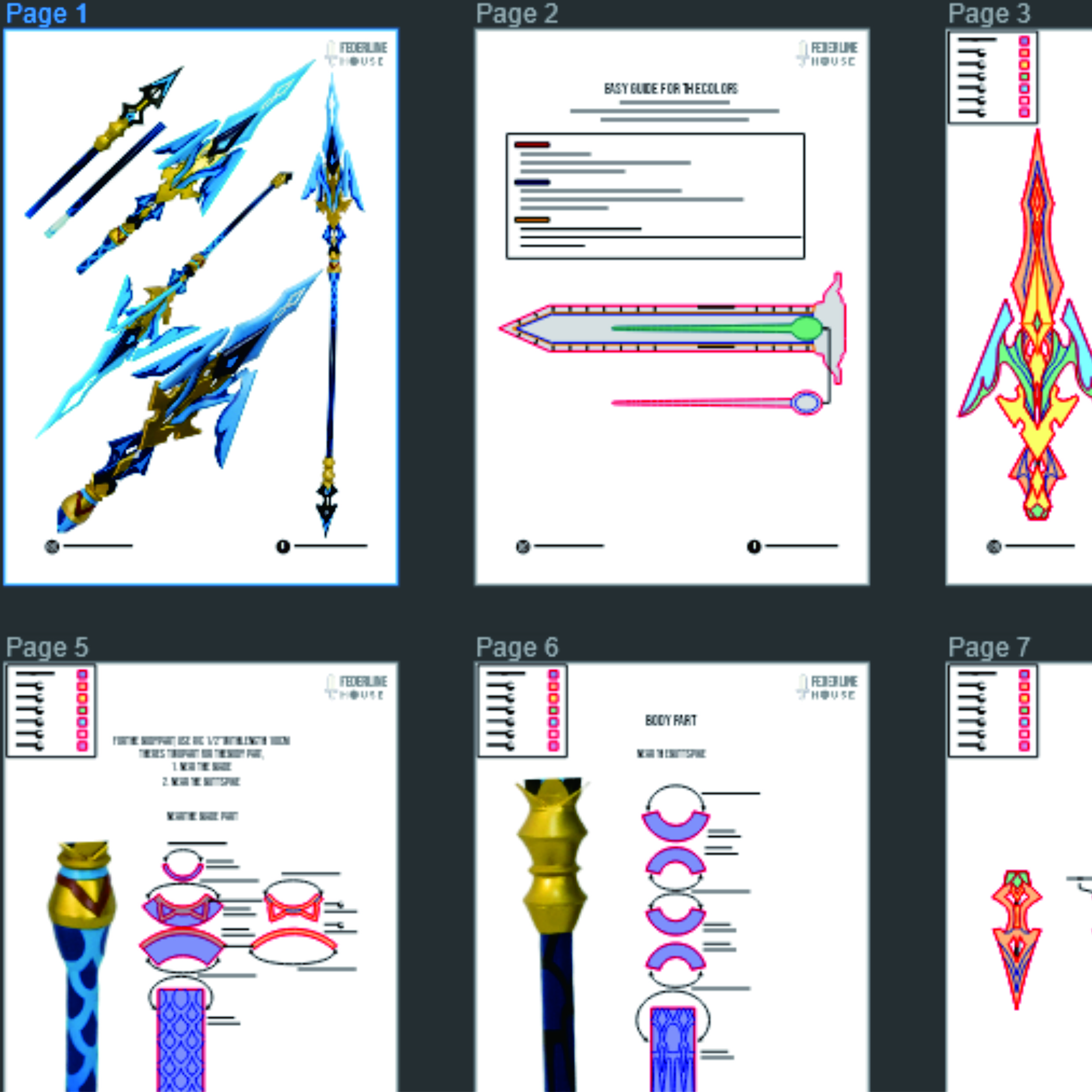 Calamity Queller Prop Pattern – Template EVA Foam untuk Cosplay (Genshin Impact) - Gambar 2