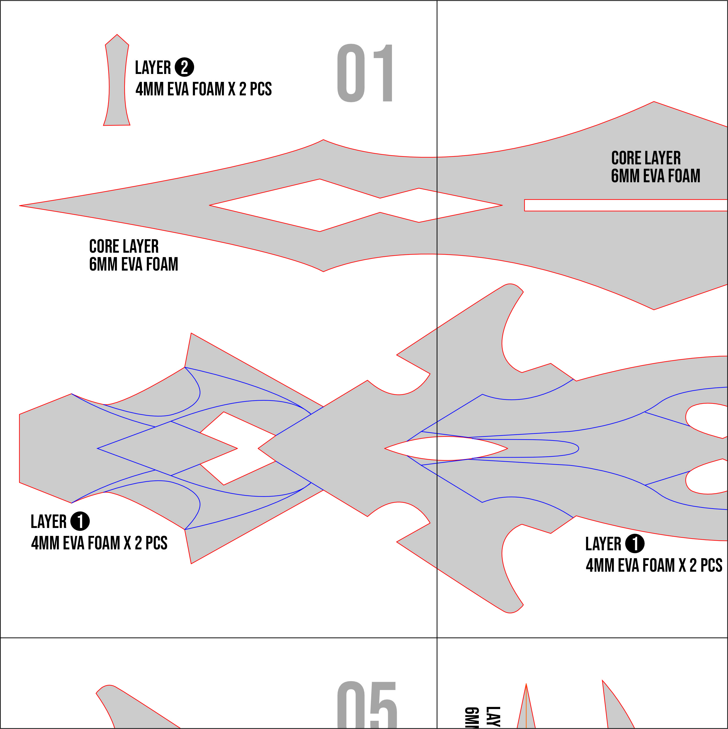 Calamity Queller Prop Pattern – Template EVA Foam untuk Cosplay (Genshin Impact) - Gambar 3
