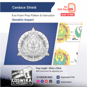 Candace Shield Prop Pattern – Template EVA Foam untuk Cosplay (Genshin Impact)