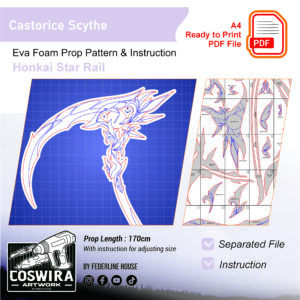 Castorice Scythe Prop Pattern – Template EVA Foam untuk Cosplay (Honkai: Star Rail)