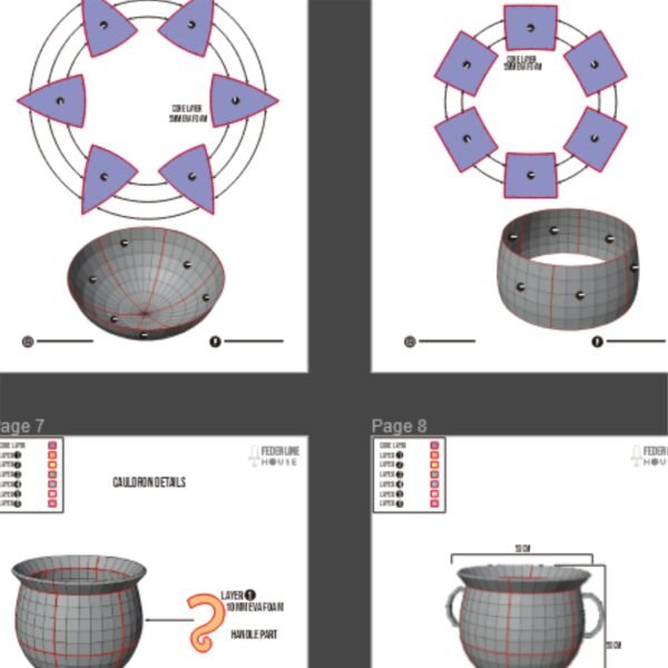 Cauldron 4 Sizes Prop Pattern – Template EVA Foam untuk Cosplay (Basic ...