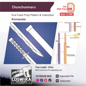 Chunchunmaru Sword Prop Pattern – Template EVA Foam untuk Cosplay (Konosuba)