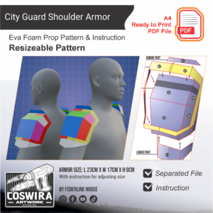 City Guard Shoulder Armor Prop Pattern – Template EVA Foam untuk Cosplay Armor (Basic Pattern)
