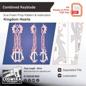 Keyblade Combined Prop Pattern – Template EVA Foam untuk Cosplay (Kingdom Hearts)