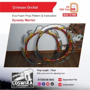 Crimson Orchid Dual Blade (Sun Shangxiang Wheels) Prop Pattern – Template EVA Foam untuk Cosplay (Dynasty Warriors Origins)