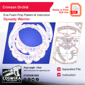 Crimson Orchid Dual Blade (Sun Shangxiang Wheels) Prop Pattern – Template EVA Foam untuk Cosplay (Dynasty Warriors Origins)