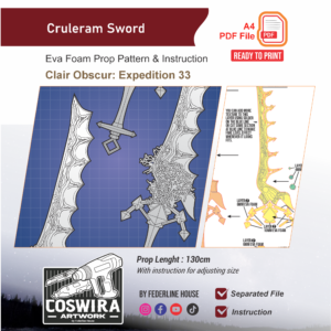 Cruleram - Gustave & Verso Sword Prop Pattern – Template EVA Foam untuk Cosplay (Clair Obscur: Expedition 33)