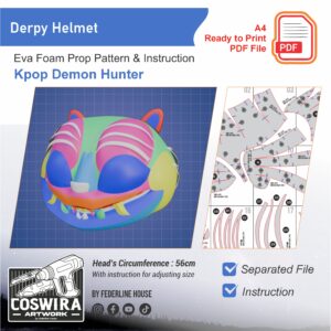 Derpy Helmet Prop Pattern – Template EVA Foam untuk Cosplay (Kpop Demon Hunters)