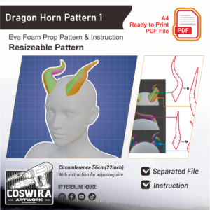 Dragon Horn Prop Pattern 1 – Template EVA Foam untuk Cosplay Horn (Basic Pattern)