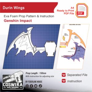 Durin Wings Prop Pattern – Template EVA Foam untuk Cosplay (Genshin Impact)