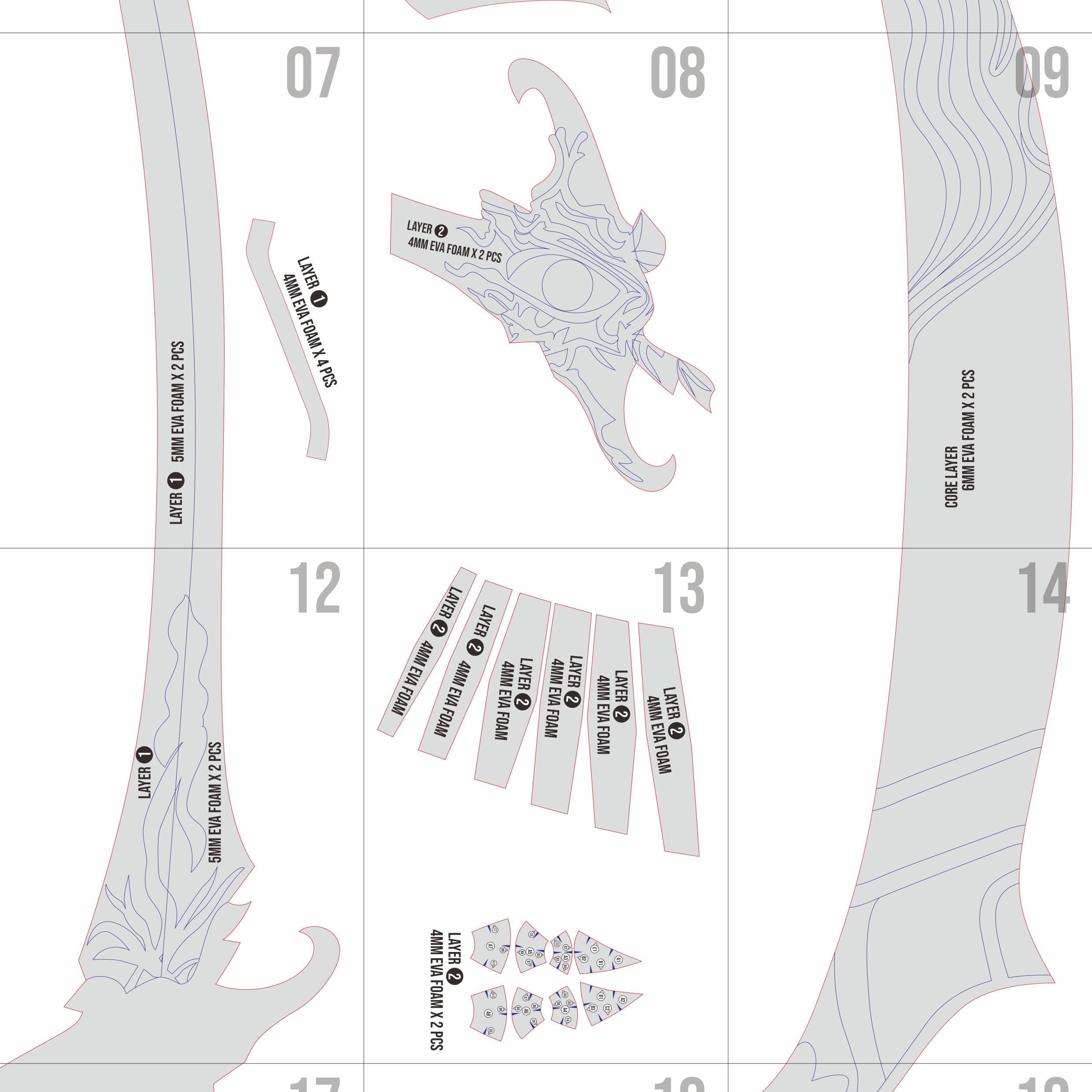 E-Ming Sword (Manhwa Ver.) Prop Pattern – Template EVA Foam untuk Cosplay (Heaven Official’s Blessing) - Gambar 2