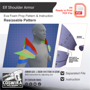Elf Shoulder Armor Prop Pattern – Template EVA Foam untuk Cosplay Armor (Basic Pattern)