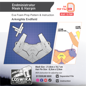 Endministrator Mask & Hairpin Prop Pattern – Template EVA Foam untuk Cosplay (Arknights Endfield)