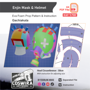 Enjin Mask & Helmet Prop Pattern – Template EVA Foam untuk Cosplay (Gachiakuta)