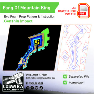 Fang of the Mountain King Prop Pattern – Template EVA Foam untuk Cosplay (Genshin Impact)
