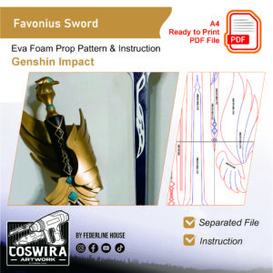 Favonius Sword Prop Pattern – Template EVA Foam untuk Cosplay (Genshin Impact)