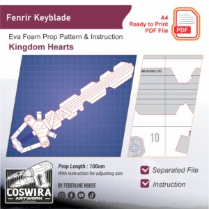Keyblade Fenrir Prop Pattern – Template EVA Foam untuk Cosplay (Kingdom Hearts)