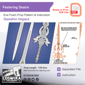 Festering Desire Prop Pattern – Template EVA Foam untuk Cosplay (Genshin Impact)