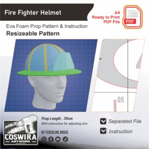 Fire Fighter Helmet Prop Pattern – Template EVA Foam untuk Cosplay & Costume (Basic Pattern)