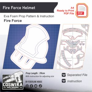 Fire Force Helmet Prop Pattern – Template EVA Foam untuk Cosplay (Fire Force)