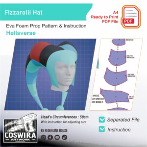 Fizzarolli Hat Prop Pattern – Template EVA Foam untuk Cosplay (Hellaverse)